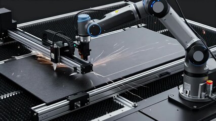 Hybrid robotic trim cutter integrates mobile precision tools with fixed cutting components for versatile automated trimming tasks.