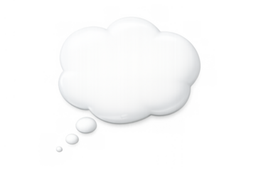 White thought bubble icon representing communication, imagination, and a dream on transparent background