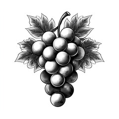 An artistic illustration of grapes, showcasing detailed texture and form, perfect for culinary and beverage-themed designs.