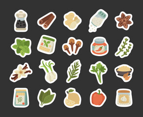 Kitchen spice ingredient set in scandinavian style featuring herbs seasonings sauces and aromatic elements for cooking culinary food projects, perfect for your illustration