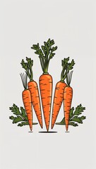 Calm sitting simple carrot vegetables in cartoon illustration on plain white background