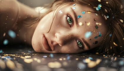 Lifestyle Faschingsportrait einer sch&ouml;nen Frau - mit generativer KI MIdjourney erstellt