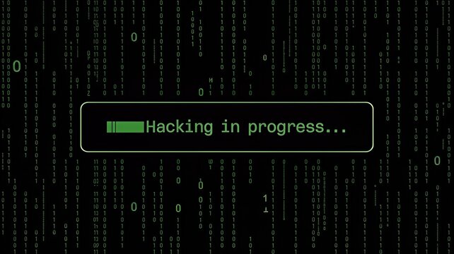 Cyber attack in progress on computer system with binary code - Powered by Adobe