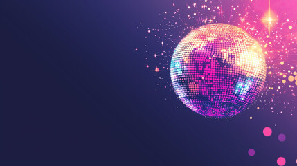 A colorful disco ball is the focal point of this image