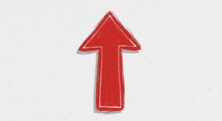 Fototapeta premium Red Arrow Pointing Upwards with Textured Background for Directional Guidance and Navigation