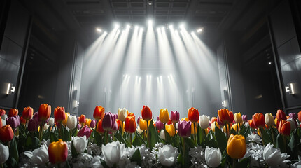 colorful tulips in a soft floral arrangement with pastel hues 