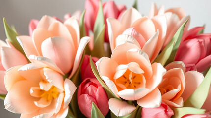 colorful tulips in a soft floral arrangement with pastel hues 