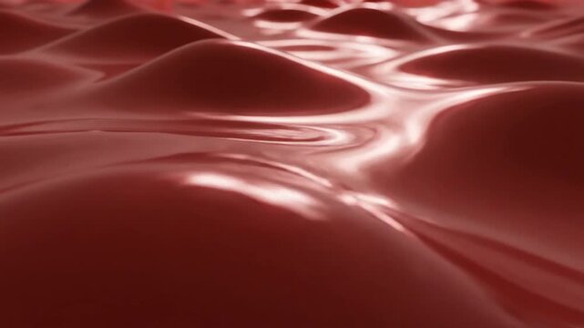 Abstract liquid surface flowing red texture with shadows and reflections