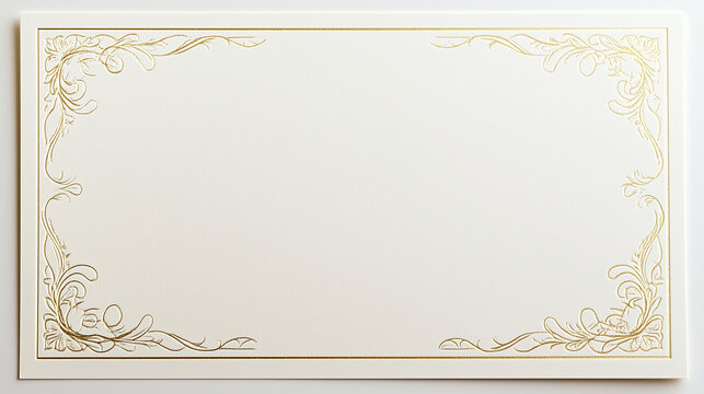 A gold framed white card with a gold border