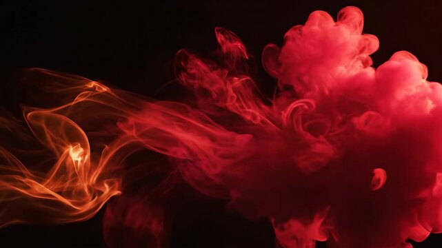 Abstract red cloud formation against a dark background dynamic fluid shapes