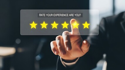 businessman pushing virtual button