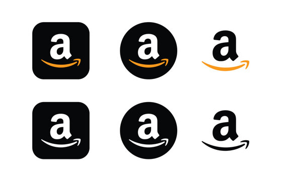 amazon icon set. amazon logo set, Abstract amazon logo set vector illustration, amazon e-commerce logo set.