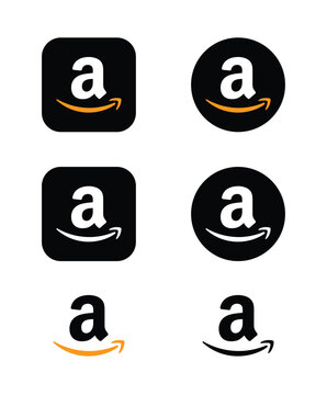 amazon logo Set, amazon icons set isolated on white background, amazon logo vector illustration. 