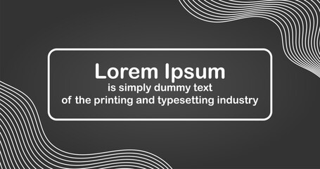 White Waves on Black abstract background with place for text Cover design template