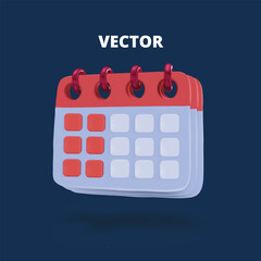 Cartoon vector illustration of a 3D-style calendar, metaphor of planning, organization, and time management