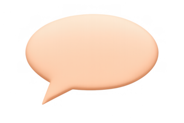 Peach colored 3d speech bubble showing concept of chatting, communication, conversation icon, and message box