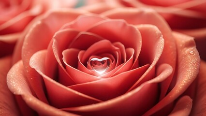 Beautiful pink rose page with heart shaped center