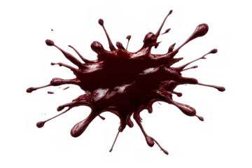 Blood splash splatter spreading liquid, abstract red vital fluid for healthcare or halloween concepts on transparent background