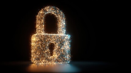 Digital representation of a glowing padlock symbolizing online security, protection, and data safety in a modern technological landscape