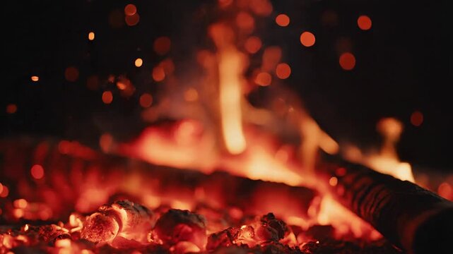 Glowing embers with dynamic movement abstract background