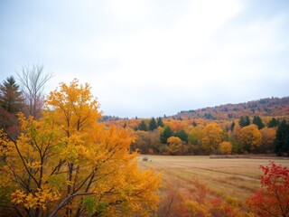 Autumn landscape with golden trees