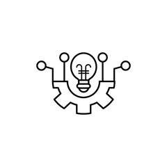 Gear, lightbulb, connected circles symbolizing innovation, technology, connectivity. Suitable for presentations, technologyrelated articles, and creative design projects.