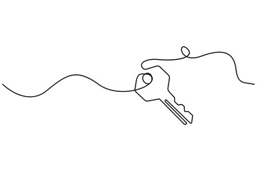 Obraz premium Continuous one line drawing of key for security and access concept 