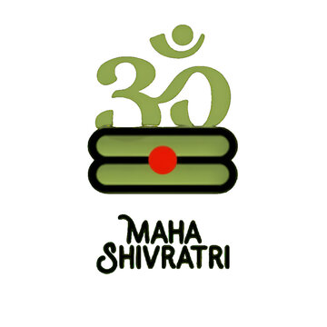 Maha shivaratri minimal om and shivling symbol with sacred red bindu on dark background creating spiritual devotion design for religious greeting and worship concept