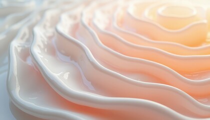 Abstract Close Up of Creamy Swirling Layers in Soft Pastel Tones With Gentle Lighting Creating a Soothing and Elegant Organic Texture