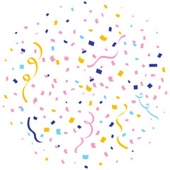 Abstract Holographic Confetti Seamless Pattern, Cute Pastel Vector Background, Party confetti and ribbon streamers for holiday design