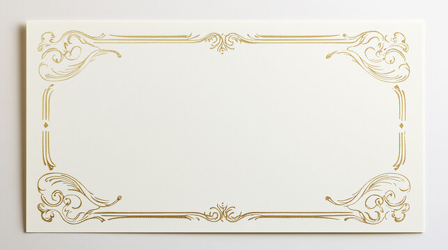 A gold framed white card with a gold border