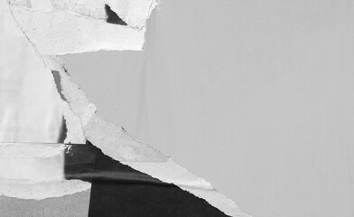 Old ripped torn blank black and white fly posters textures backgrounds grunge creased crumpled...