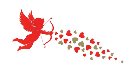Cupid shooting heart arrows isolated on transparent background