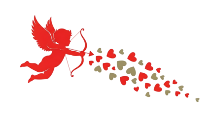 Cupid shooting heart arrows isolated on transparent background