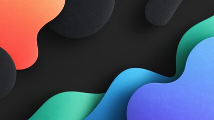 Vibrant abstract design with colorful organic shapes and dark background
