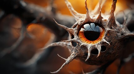 Intricate Eye of the Forest A Surreal Macro Vision with Spiked Texture.