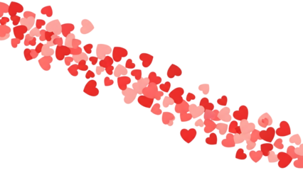 Red hearts isolated on transparent background