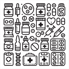 WebPills and Pharmacy rounded Linear icon stock illustration