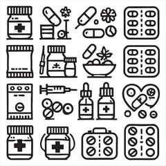 WebPills and Pharmacy rounded Linear icon stock illustration