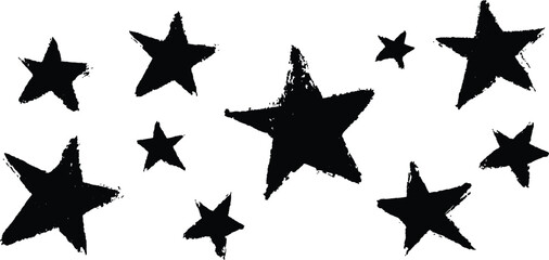 Vector black grunge stars against a white background. Star illustrations collection black and white. Black star in white background. Star seamless pattern. Abstract geometric shape texture.  © Artful