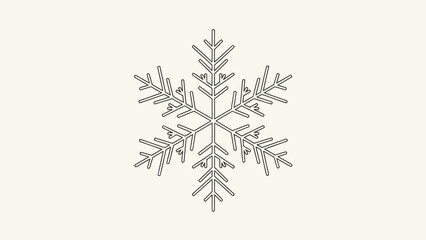 Detailed illustration of a single snowflake with intricate branches on a plain white background, perfect for winter or nature with cold