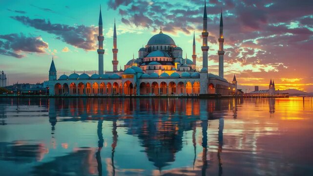 Istanbul's Blue Mosque at Sunset