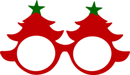 Christmas Tree Glasses Clipart , Funny Holiday Eyewear Flat