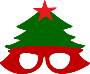 Christmas Tree Glasses Clipart , Funny Holiday Eyewear Flat