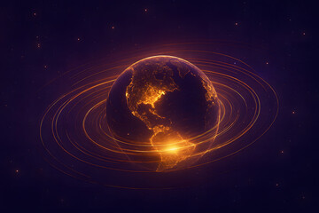 Global Connectivity Visualization – Earth from Space with Data Streams
Abstract Earth-from-space image with glowing city lights and swirling data streams symbolizing global connectivity.
