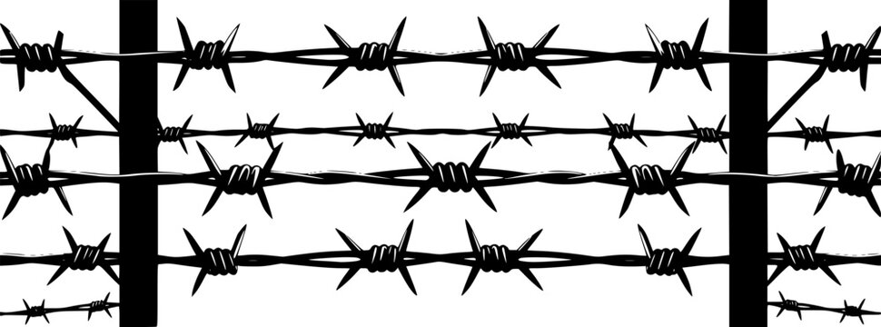 Barbed Wire Fence Security Vector Illustration