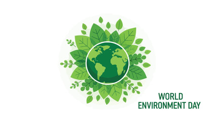 World environment day green globe surrounded by leaves eco friendly symbol with ecology and sustainability and environmental with nature