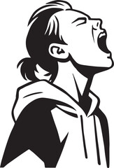 Fototapeta premium Young Woman Screaming to the Sky - Vector Illustration