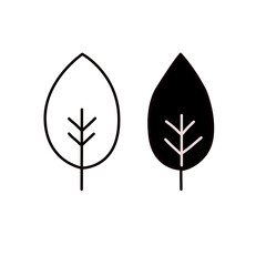Minimal leaf icon set outline and solid style vector
