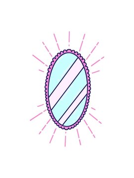 jiggle and pause animation of a traditional tattoo style shining mirror